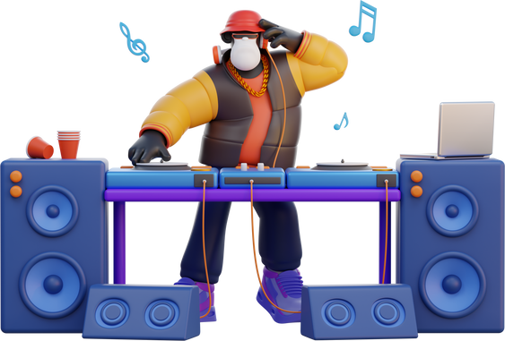 Male DJ playing music 3D character