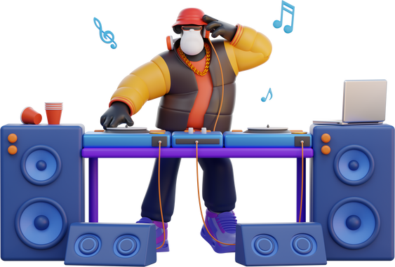 Male DJ playing music 3D character